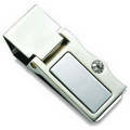 Silver 2-Tone Money Clip with Stone